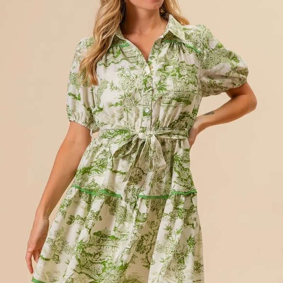 BiBi Woven Printed Tiered Dress - Picture 15 of 16